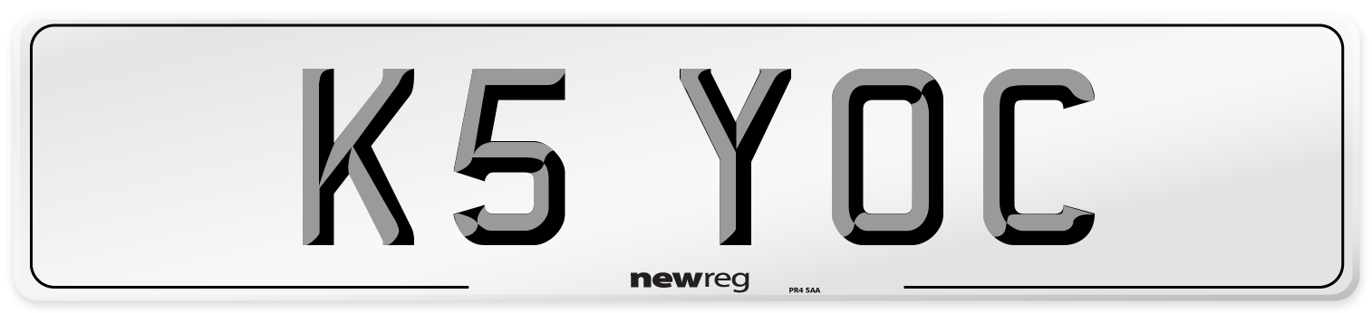 K5 YOC Number Plate from New Reg